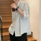 BONSIR  -  Oversized Men's Striped Half Sleeve Shirt, Simple, Comfortable and Versatile, Business Casual Unisex