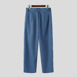 BONSIR  -  Men Pants Solid Color High Waist Pleated Button Casual Trousers Men Streetwear Loose Joggers Fashion Male Long Pants