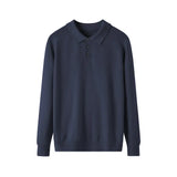 BONSIR  -  Men Long-sleeved Knitted Shirt with Turnover Collar Comfortable and All-match Wool Sweater Simple Business and Casual Polo Shirt