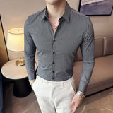Bonsir Black White Plaid Shirt Autumn New Mens Long Sleeve Business Slim Fit Casual Shirt Homme Social Formal Wear Blouses 4XL-M