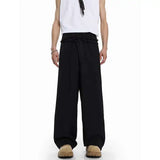 BONSIR  -  Khaki Black Suit Pants Men Fashion Society Mens Dress Pants Korean Loose Wide Leg Pants Mens Office Formal Trousers S-2XL