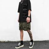 Bonsir Mens Clothing Summer New Fashion Street Retro Army Green Drawstring Functional Pocket Loose Casual Cargo Shorts for Men