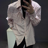 Bonsir Mens Shirt Love Print Casual Shirt Autumn American Retro Light Streetwear Versatile Campus Long-Sleeve Top Men'S Clothing
