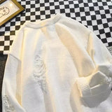 BONSIR  -  Y2k Destructive Sweater Men's Heavy Broken Winter Couples Hip Hop Hollow Laceration Sweater Men Knit High Street Pullover Jumper