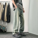 Bonsir Summer New Fashion Casual Retro Distressed High Street Straight Jeans Men'S Loose Korean Style Trendy Wide Leg Long Pants Men