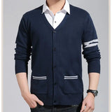 Bonsir Korean Fashion Men Spring Autumn Sweaters V-Neck Contrast Color Single Breasted Trend Casual Long Sleeve Cardigan Knitted Tops