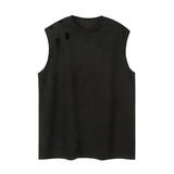 Bonsir Mens Vest Ripped Sports Breathable Tank Top Fashion Streetwear Personality Versatile Sleeveless Top Men'S Clothing Summer New