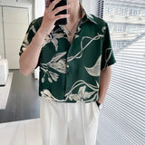 Bonsir Fashion Flower Shirts Men Short Sleeve Loose Casual Shirts High Quality Non Ironing Social Party Streetwear Men Clothing