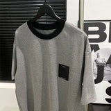 BONSIR  -  Summer New Men's Pullovers Spliced Crew Neck Screw Thread Casual Fashionable Classic Loose All-match Short Sleeve T-shirt Tops