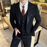 Bonsir Plus Size 6XL 5XL Men Formal Business Suit 3 Set Pieces Classic Slim Fit Business Suits Sets Autumn Men Wedding Party Tuxedo