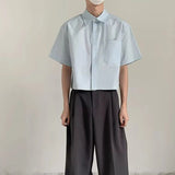 BONSIR  -  Mens Shirt Casual Youth Campus Thin Shirt Summer Versatile Breathable Daily Plain Short-Sleeved Top Men'S Clothing 2025 New