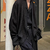 BONSIR  -  Mens Shirt Embroidered Robe Tie Shirt Streetwear Personality All-Match Y2k Dark Style Campus Long-Sleeve Top Men'S Clothing 2025