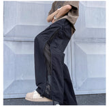 BONSIR  -  Bla Me Side Zip Qui Dry Ice Silk Casual Pants Men Summer Thin American Straight Tube Outdoor Tactical Long Trousers