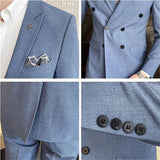 Bonsir Men Suits Double Breasted Latest Design Groom Wedding Stage Tuxedos Best Costume Homme Slim Fit Business Social 3 Pieces