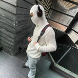 Bonsir Spring Fall Personalized Y2k Street Hip Hop Sweater Fashion Zipper Hood Cardigan Men's Long Sleeve Jacket Neutral Knitted Coat