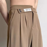 Bonsir Suit Pants For Men Fashionable And Elegant Loose Straight Casual Pants British Style Solid Color High-Waisted Wide-Leg Pants