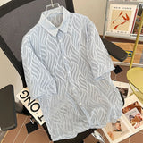 Bonsir Mens Thin Perspective Shirt Streetwear Personality Fashion Versatile Youth Temperament Short-sleeve Tops Men's Clothing 2024