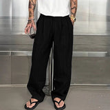 BONSIR  -  Men Pants Solid Color Joggers Oversize Button Casual Straight Trousers Men Streetwear 2025 Fashion Male Long Pants S-5XL