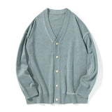 BONSIR  -  Men's New Autumn Style Knitted Cardigan, Personalized V-neck, All-match for Outerwear, Casual, Loose and Trendy Top