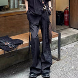 BONSIR  -  Mens Trousers With Straps Drapes Casual Pants Streetwear Fashion Dark Personality Versatile Straight Pants Men'S Clothing 2025