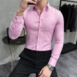 Bonsir Plus Size 7XL-M 2023 Spring Long Sleeve Solid Business Slim Shirts High Quality Men Dress Shirt Homme Social Party Casual Shirt