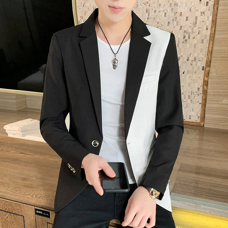 Bonsir Spring New Gradient Color Suit Jacket Men's Streetwear Korean Slim Fit Casual Blazer Wedding Business Clothing Suit Coats