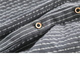 BONSIR  -  Men's Casual Cotton Shirt Short Sleeve Blouse Tops Summer Botton Pinstripe Holiday Shirt Comfortable Handsome Men Henley Shirt