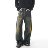 Bonsir Autumn Vintage Distressed Men's Baggy Straight Jeans Fashion High Street Denim Pants Streetwear Male Trousers