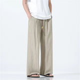 BONSIR  -  Large Size Casual Pants Mens Summer Ice Silk Wide-leg Trousers Men Streetwear Harajuku Vintage Baggy Straight Pant Male
