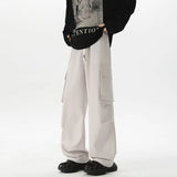 BONSIR  -  Summer Casual Pants Men Retro Pocket Cargo Pants Men Japanese Streetwear Hip-hop Loose Wide Leg Pants Mens Vintage Trousers