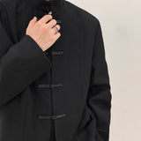 Bonsir Black Blazers Men's Chic Zhongshan Collar Chinese Tunic Suit Business Casual Single Breasted Groomsmen Wedding Blazer Jackets
