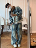 BONSIR  -  New spring and autumn design sense old denim jacket men's Korean version high-quality contrasting color casual collar