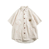 BONSIR  -  Men's Cowboy Short Sleeved Jacket Exquisite Embroidery Design Men Lapel Shirt Casual Loose Summer Male Clothing