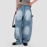 BONSIR  -  Men Jeans Letter Print Casual Pants Streetwear Fashion Personality Versatile Youth Campus Wide Leg Pants Men'S Clothing 2025 New