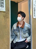 BONSIR  -  New spring and autumn design sense old denim jacket men's Korean version high-quality contrasting color casual collar
