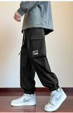 BONSIR  -  Army Green Cargo Pants Men Autumn Korean Streetwear Men's Harajuku Loose Straight Workwear Trousers New Wide-leg Baggy Pants Man