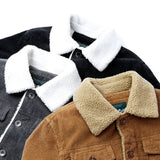 Bonsir New Men Winter Fleece Jackets Warm Corduroy Coat Outdoor Lambswool Lamb Fashion Cotton Casual Harajuku Jacket Men Velvet Parkas
