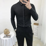 Bonsir Smart Casual Spring Autumn Men Clothing Shirts Lapel Line Single Breasted Korean Fashion Trend Business Slim Long Sleeve Tops