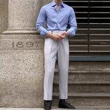 BONSIR  -  Mens Trousers Business Imitation Wool Casual Pants Streetwear Fashion British Business Straight Pants Men'S Clothing 2025 New