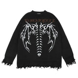 Bonsir Y2k Letter Wings Knitted Pattern Sweater Streetwear All-Match Personality Couple Long-Sleeve Knitted Top Unisex 2024 Spring New