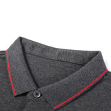 Bonsir Smart Casual Autumn Pure Cotton Polo Shirt Men New Lapel Button Contrast Color Fashion Office Social Loog Sleeve T-shirt Tops