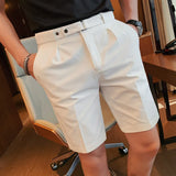 Bonsir 4 Color Summer British Style Suit Shorts Men Naples Business Casual Slim Fit Short Pant Fashion Slim Fit Solid Color Pants