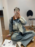 BONSIR  -  New spring and autumn design sense old denim jacket men's Korean version high-quality contrasting color casual collar