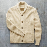 BONSIR  -  Autumn and Winter New Men's Solid Color Lapel Thick Sweater Long Sleeve Gentleman Men Leisure Outdoor Cardigan Sweater Coat