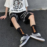 Bonsir Mens Casual Shorts Summer Hip-Hop Street Harajuku Style Personalized Print Simple Sports Shorts Boys Loose Straight Pants