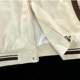 Bonsir American Vintage Racing Jacket Men Cycling Lapel Jacket Women BF Letter Varsity Coat Oversize High Street Vibe Baseball Uniform