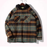 BONSIR  -  West Coast Cityboy style trendy off-shoulder cotton jacket plaid quilted cotton loose jacket couple style