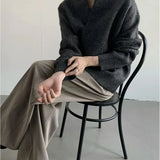 BONSIR  -  Autumn and winter simple design drop-down cardigan sweater loose lazy men's and women's casual knitted sweater jacket