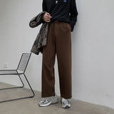 BONSIR  -  Winter Thick Woolen Pants Men Warm Fashion Cotton Black/Brown Suit Pants Men Loose Straight Pants Mens Casual Trousers S-2XL