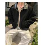 BONSIR  -  Autumn New Fashion Men's Loose Color-coded Casual Trendy Turn-down Collar Long Sleeve Zipper Jacket Male Coat Clothes Tops